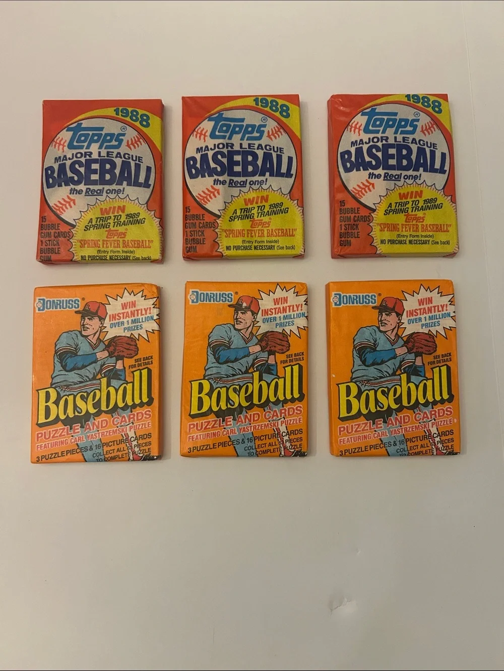 Lot of 6 Unopened Vintage Baseball Cards